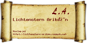 Lichtenstern Arikán névjegykártya